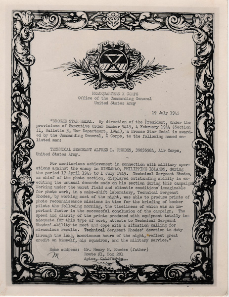 Bronze Star letter